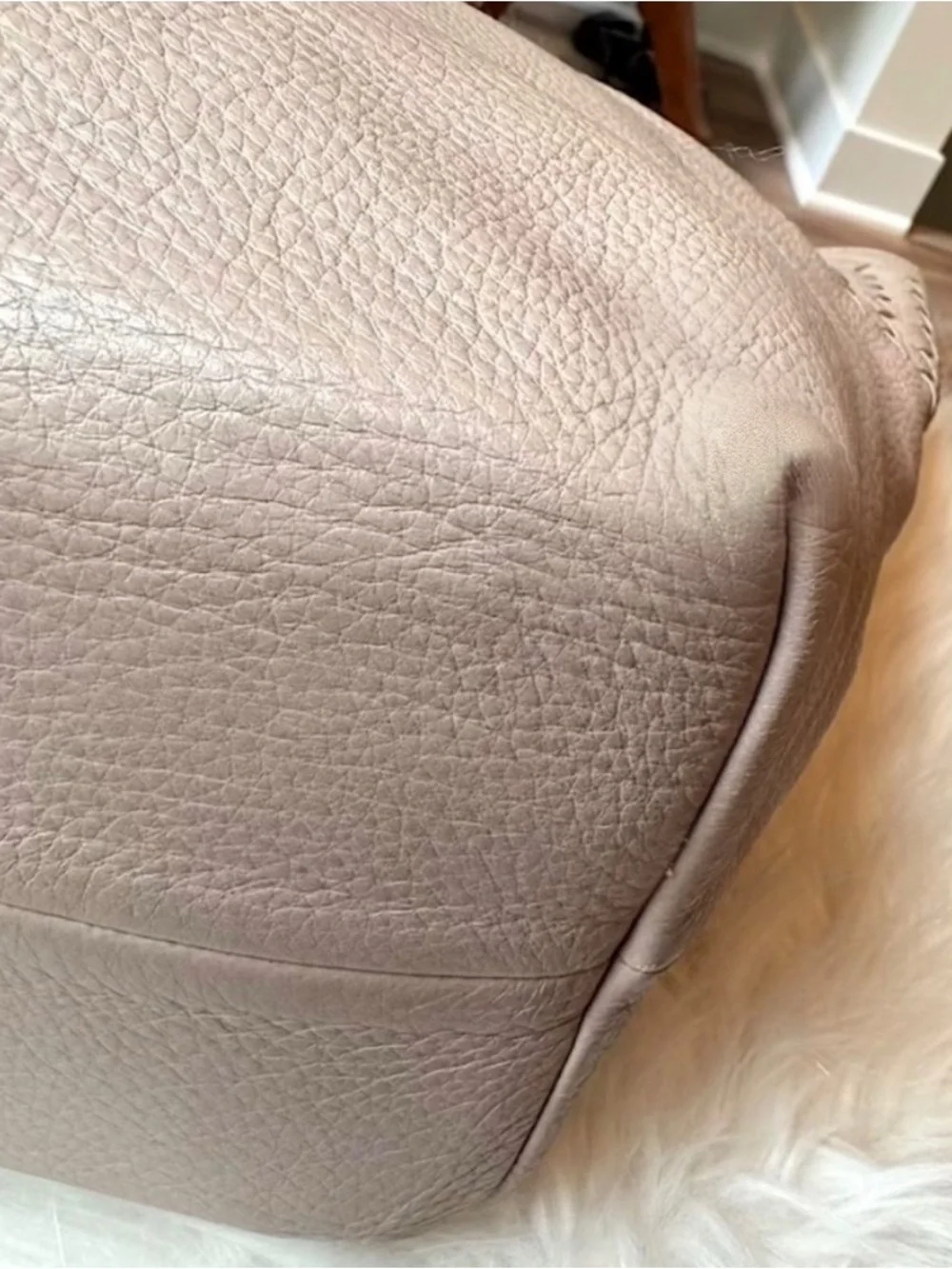 Auth BOTTEGA VENETA beige pink Taupe shoulder Tote Bag INTRECCIATO Woven leather